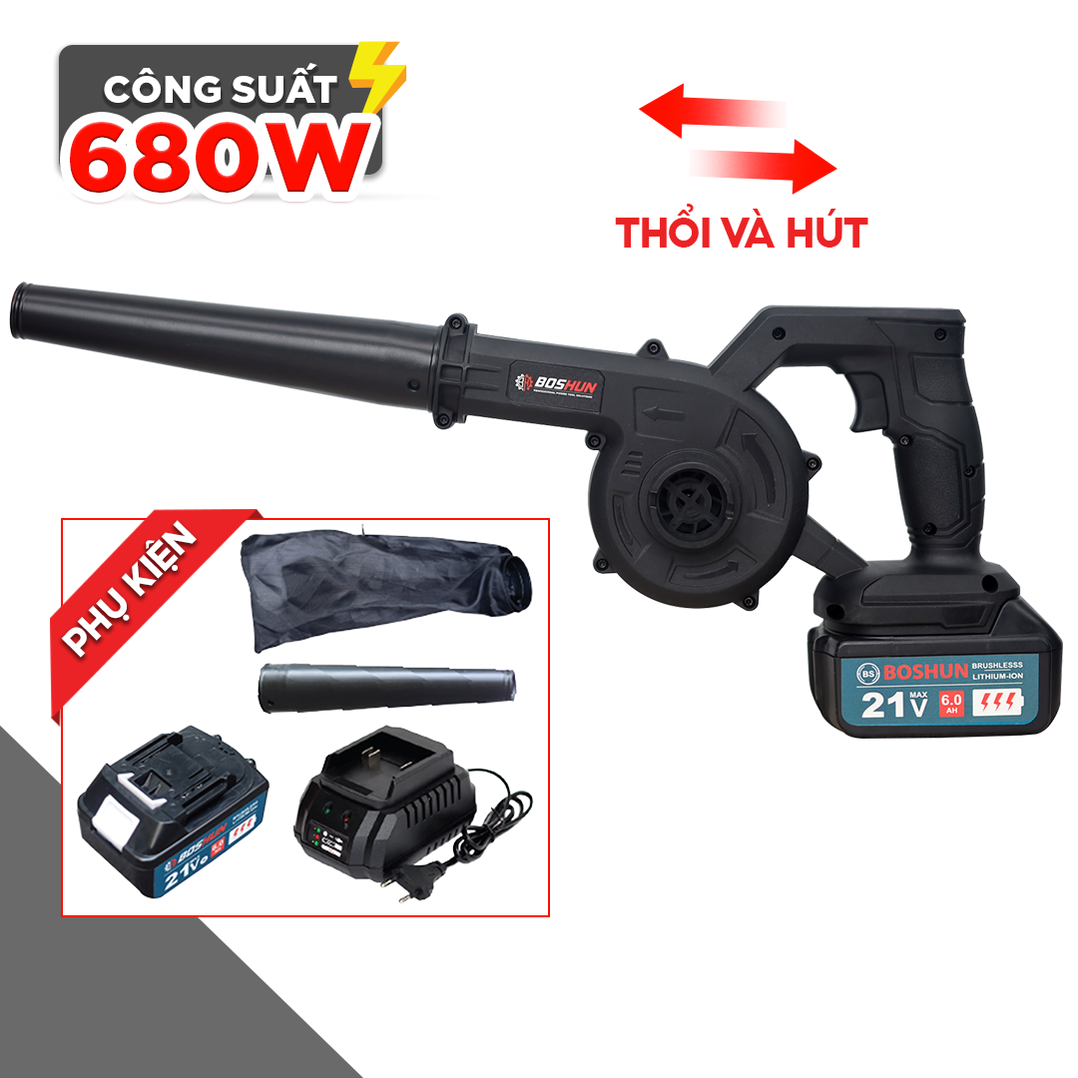 Máy thổi bụi, hút bụi boshun RB680W chân pin phổ thông, tốc độ gió cực mạnh