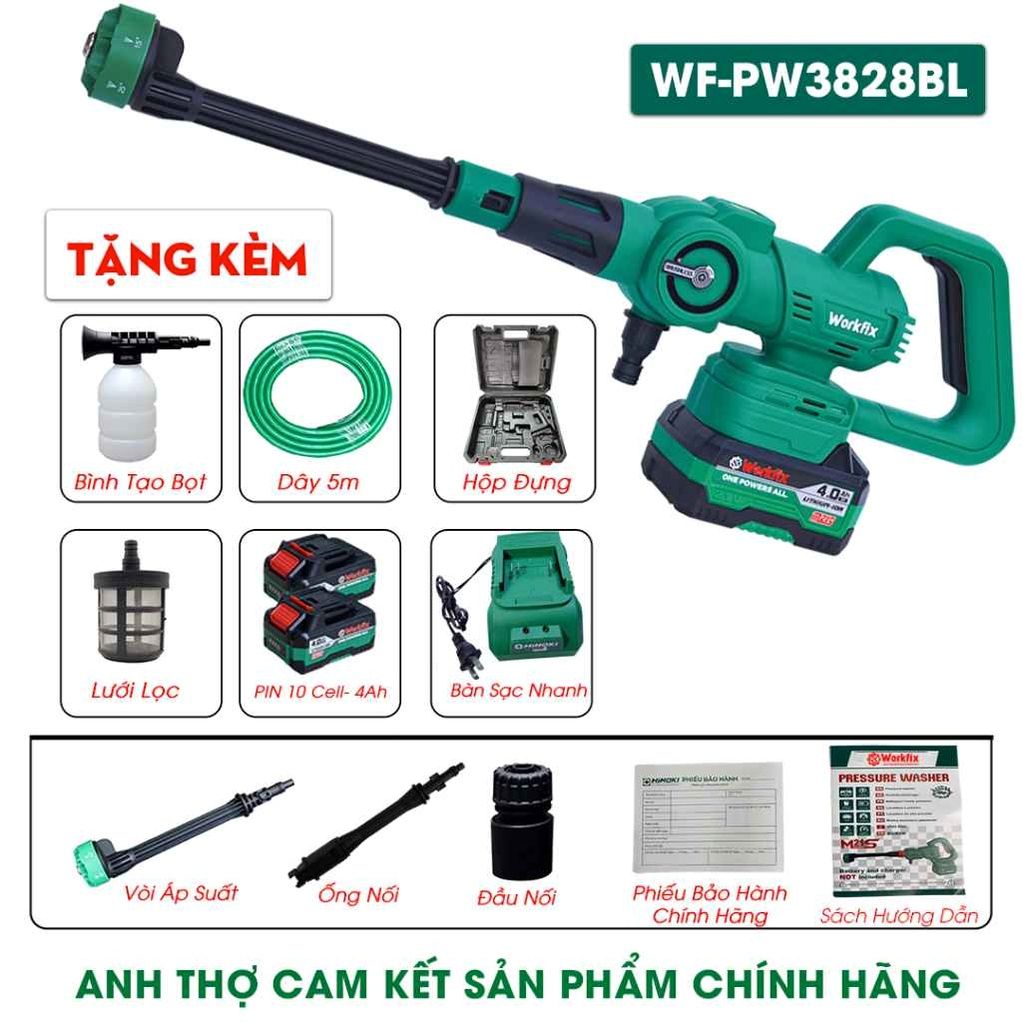 Máy rửa xe cao áp Workfix WF-PW3825BL, áp suất cực đại 60bar, 6 chế độ tia